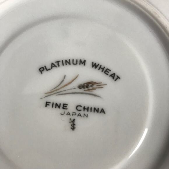 3/$20 VTG MS Platinum Wheat Bone China Japan White Tea Cup & Saucer Set For One - Picture 8 of 11